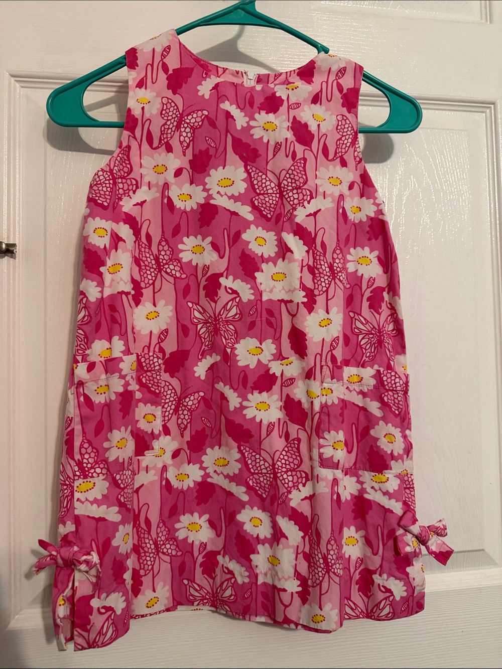 Vintage Lilly Pulitzer Pink Floral & Butterfly Shift Dress Girls size 6X